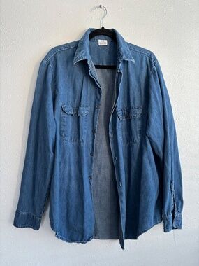CP Shades Vintage 100% Cotton Denim Button Down Shirt - Size L